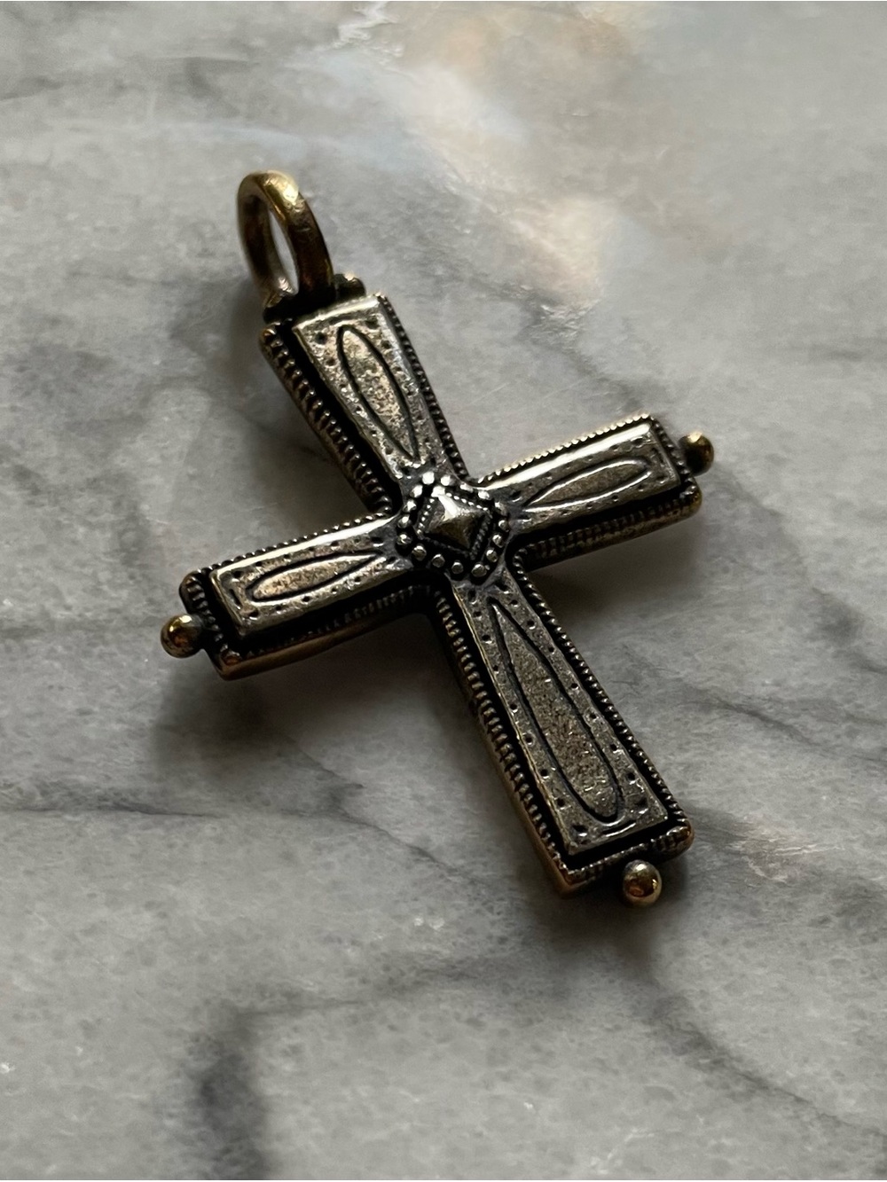 James Avery Sterling Silver Bronze Tuscan Cross Pendant Retired